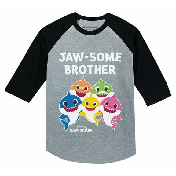 Big Brother Shirt Baby Shark Birthday Jawsome Brother shirt Raglan Dark Gray 5T