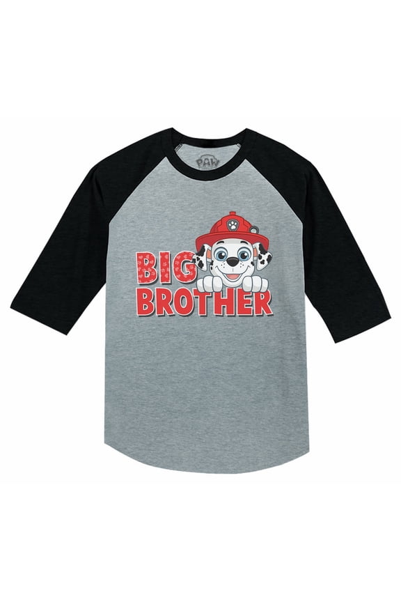 Big Brother Shirt Paw Patrol Marshall 3/4 Sleeve Baseball Jersey Toddler Shirt 5T Dark Gray