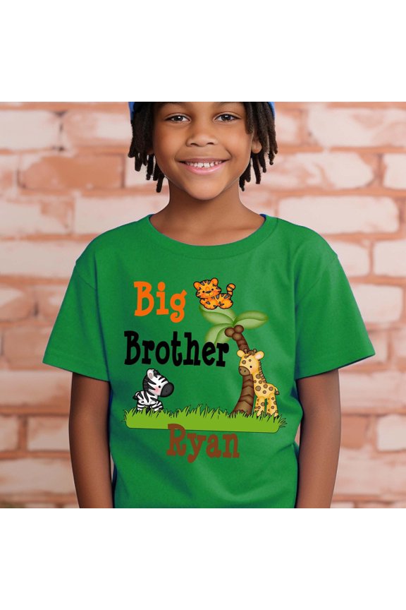 Big Brother Shirt Safari Jungle Zoo Animals Personalized Name