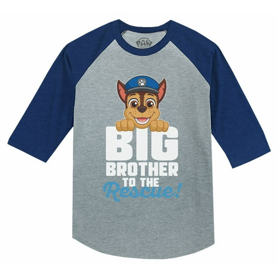 Big Brother Shirt for Toddler Chase Paw Patrol 3/4 Sleeve Baseball Jersey Toddler Shirt Blue 2T