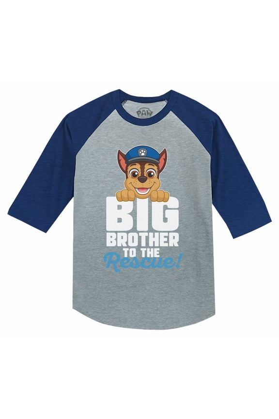 Big Brother Shirt for Toddler Chase Paw Patrol 3/4 Sleeve Baseball Jersey Toddler Shirt Blue 4T