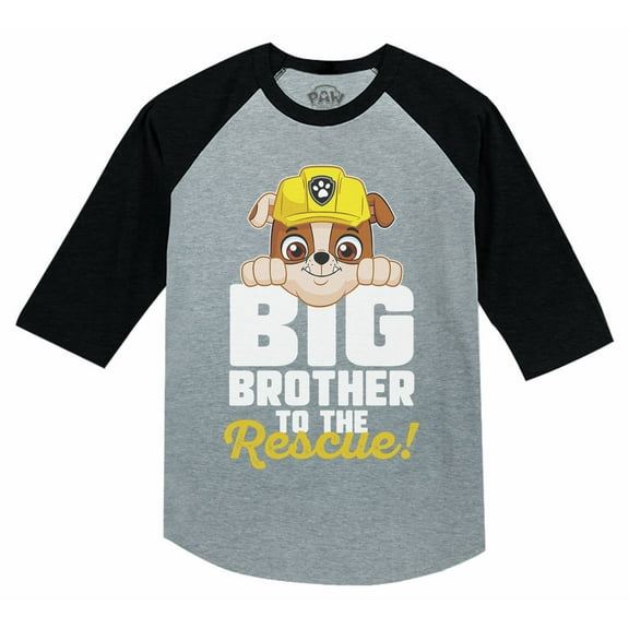 Big Brother Shirt for Toddler Rubble Paw Patrol 3/4 Sleeve Baseball Jersey Toddler Shirt Dark Gray 3T