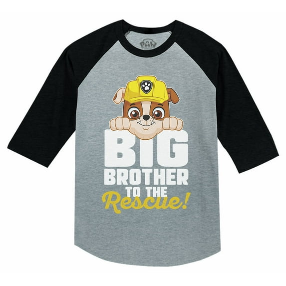 Big Brother Shirt for Toddler Rubble Paw Patrol 3/4 Sleeve Baseball Jersey Toddler Shirt Dark Gray 5T