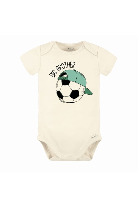 Big Brother Soccer Baby Bodysuit, Newborn Outfit, Baby Clothes, Gift for Children 0-3m Natural
