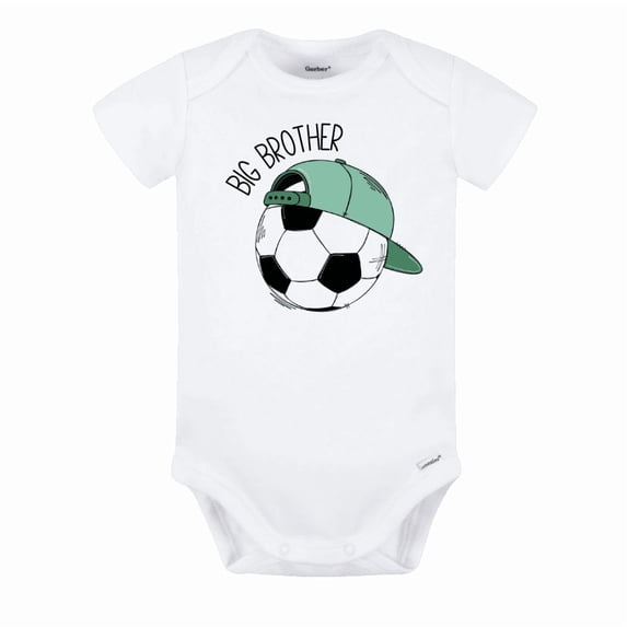 Big Brother Soccer Baby Bodysuit, Newborn Outfit, Baby Clothes, Gift for Children 6-9m White
