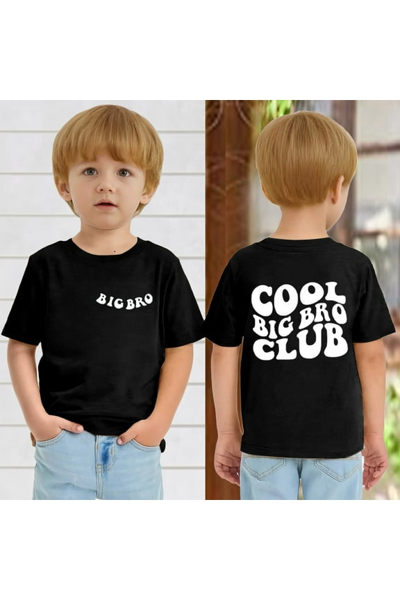 Big Brother T Shirt Toddler Baby Boy,Summer Short Sleeve Big Brother Tees Toddler Boys Cool Bro Club Announcement Baby Boy Gift T-Shirt Outfit Black 2-3Y