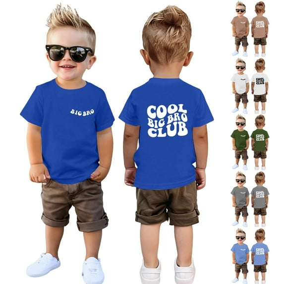 Big Brother T Shirt Toddler Baby Boy,Toddler Boys Cool Brother Club T-Shirt Big Bro Chenille Gift Summer Baby Boy Sibling Reveal Short Sleeve Shirts Royal Blue 9-10Y