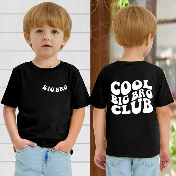 Big Brother T Shirt Toddler,Toddler Boys Big Bro Chenille Gift Shirt Cool Brother Club T-Shirt Summer Baby Boy Sibling Reveal Tees Tops Black 7-8Y