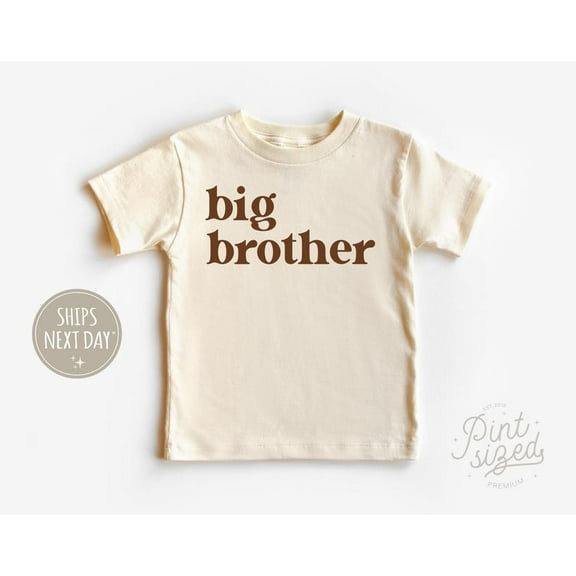 Big Brother Toddler Shirt - Cute Retro Big Bro Kids Tee - Natural Big Brother Gift - Pregnancy Announcement Crew Neck, New Born, Baby Shower Gift, New Parents Gift
