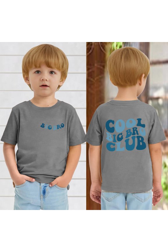 Big Brother Toddler Shirt,Toddler Baby Boy Big Brother Shirts Cool Big Bro Club Announcement T-Shirt Summer Short Sleeve Tees Outfit Tops Gray 7-8Y