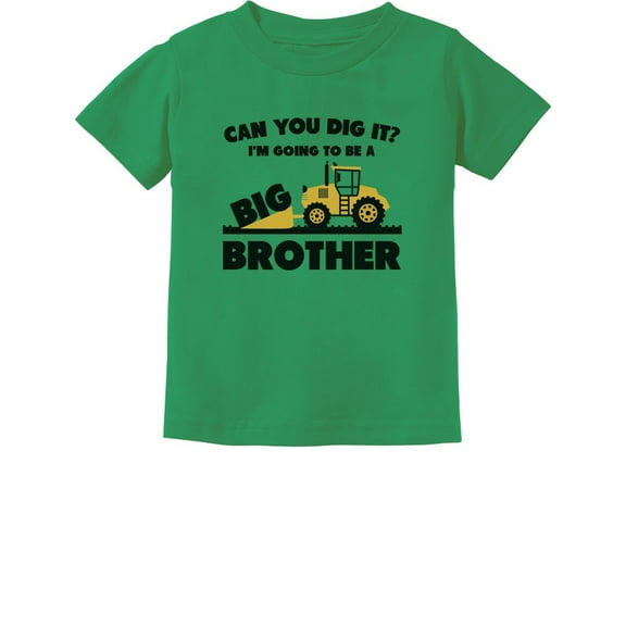 Big Brother Tractor Tstars Toddler's Shirt - Perfect for Pregnancy Announcements - Exciting Sibling Reveal - Boys Themed Tee - Fun Gift for New Big Brother - 18M Green