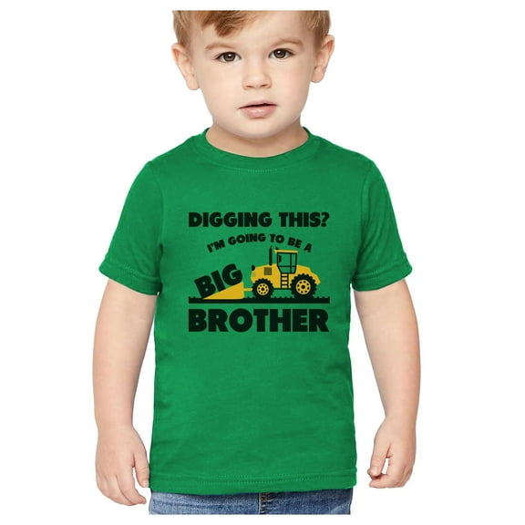 Big Brother Tractor Tstars Toddler's Shirt - Perfect for Pregnancy Announcements - Exciting Sibling Reveal - Boys Themed Tee - Fun Gift for New Big Brother - 2T Green