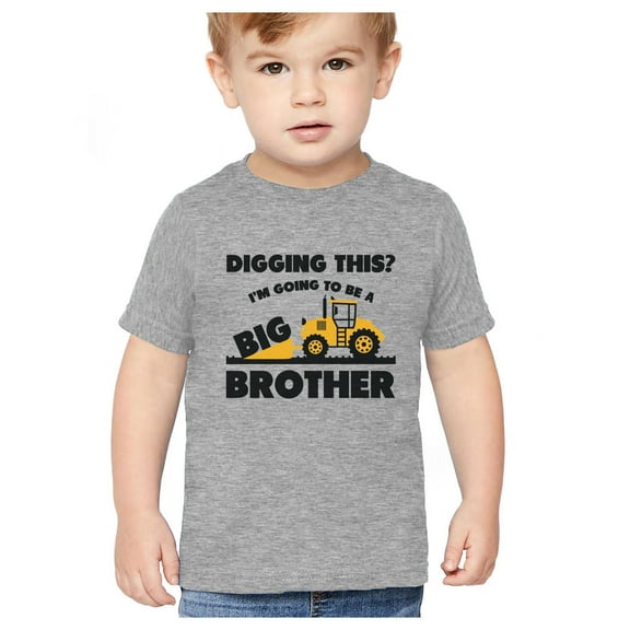 Big Brother Tractor Tstars Toddler's Shirt - Perfect for Pregnancy Announcements - Exciting Sibling Reveal - Boys Themed Tee - Fun Gift for New Big Brother - 3T Gray