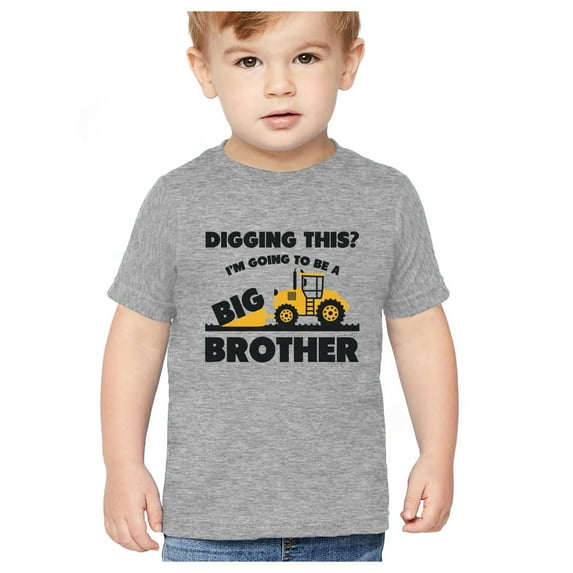 Big Brother Tractor Tstars Toddler's Shirt - Perfect for Pregnancy Announcements - Exciting Sibling Reveal - Boys Themed Tee - Fun Gift for New Big Brother - 4T Gray