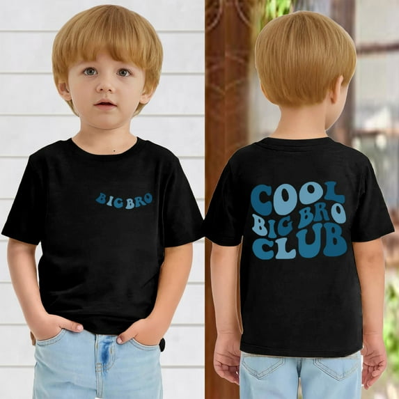 Big Brother Tshirt,Summer Short Sleeve Big Brother Shirts Toddler Baby Boy Announcement Chenille Patch Letter Bro Club Tee Tops Black 5-6Y