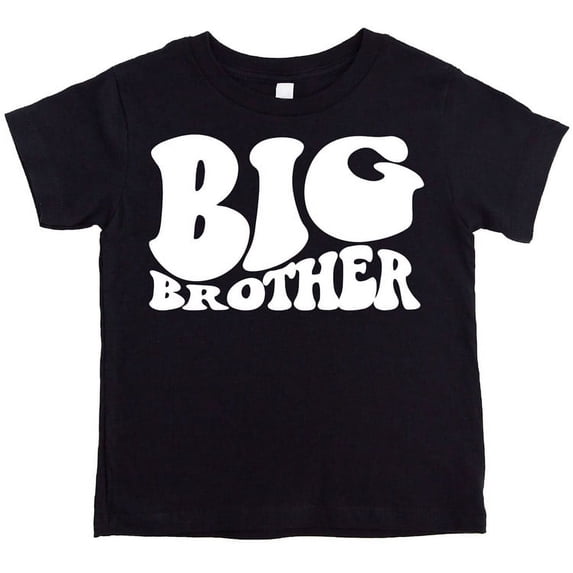 Big Brother Wavy Retro Matching Sibling Outfits Black Shirt 2T
