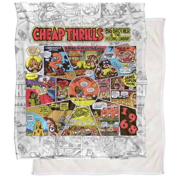 Big Brother and The Holding Company Blanket, 50"x60" Cheap Thrills Silky Touch Sherpa Back Super Soft Throw Blanket