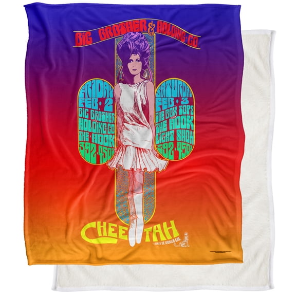 Big Brother and The Holding Company Blanket, 50"x60" Cheetah Poster Silky Touch Sherpa Back Super Soft Throw Blanket
