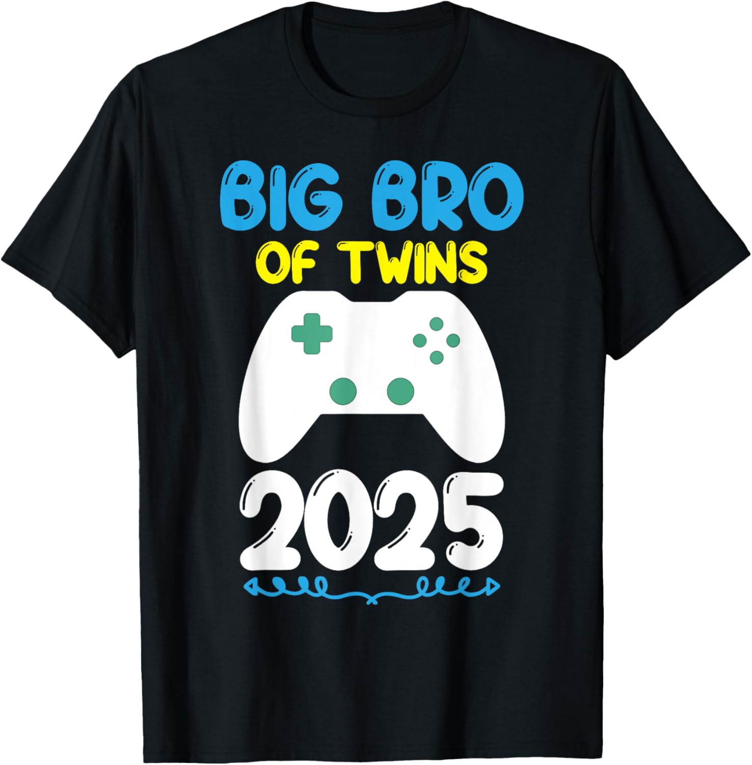 Big Brother of Twin Baby Boy Girl 2025 Video Game Lover TShirt