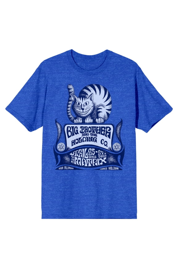 Big Brother & the Holding Co. Cat Logo Men's Royal Blue T-Shirt With Short Sleeves and Crew Neck-Medium