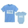 thumbnail image 1 of Big Brothers Rule Little Brothers Drool Boys Set Siblings Gift Shirt & Bodysuit Big Bro Cali Blue 3T / Lil Bro Aqua 24M (18-24M), 1 of 5