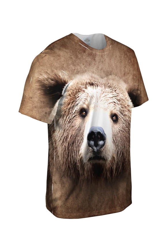 Big Brown Bear Face Mens T-Shirt All Over Print