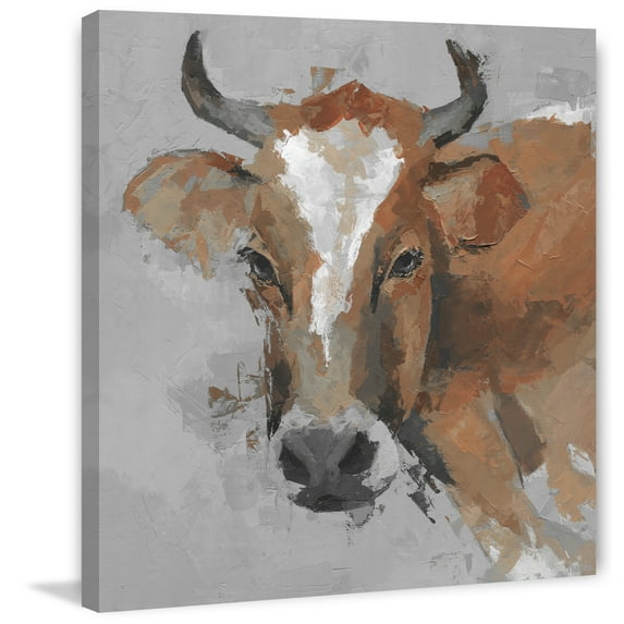 "Big Brown Cow" Painting Print on Wrapped Canvas