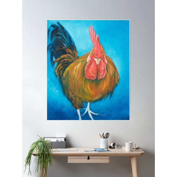 Big Brown Rooster - Raffaelo Poster Wall Art, Modern Wall Decor For Living Room Bedroom, 8x12 UNFRAMED