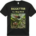 Big & Bugs Cartoon Graphic Print Black TShirt Vibrant Colors Detailed Background Unique Design