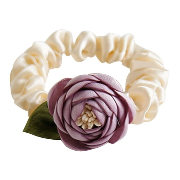 Elastic Vintage Hair Scrunchies Women Flower Hair Ties Wedding Party Headwear