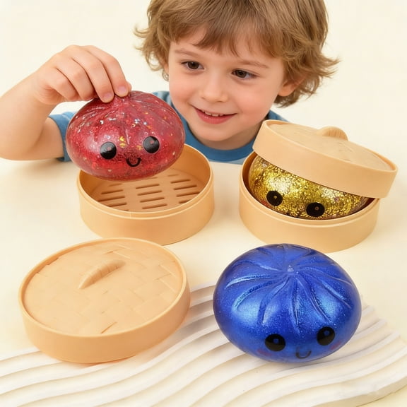 Big Bun Squeeze Gadget with Box, Large Soft Decompression Dough for Anxiety Relief Fidget