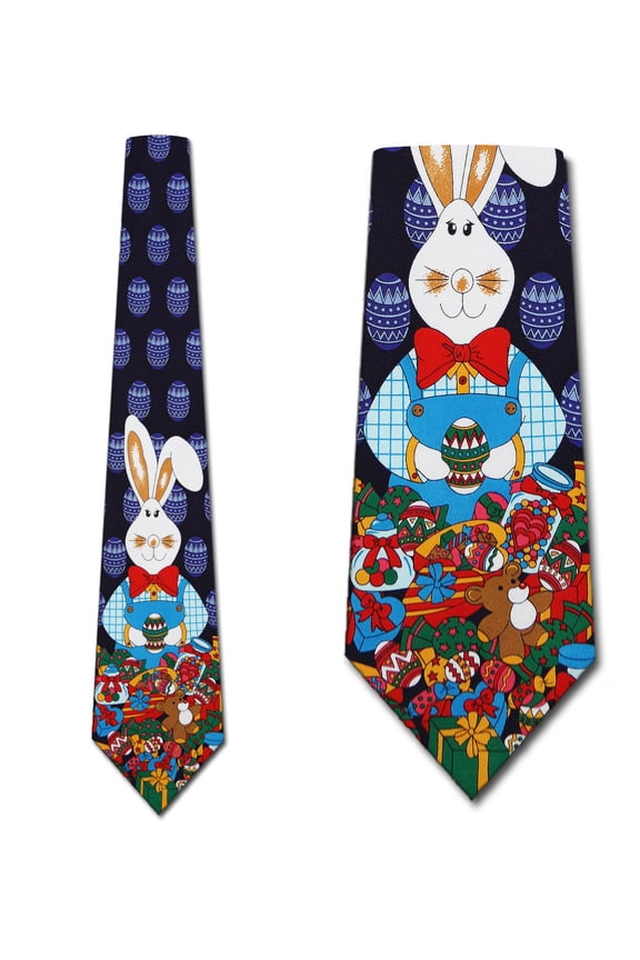 Big Bunny Necktie Mens Easter Tie