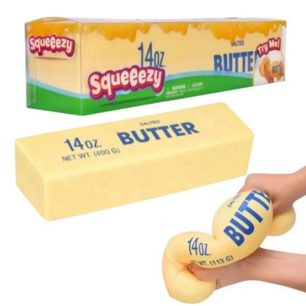 Big Butter Squishy, Giant Squishies Butter 14OZ, Jumbo Slow Rising Squeeze, Large Soft PU Foam Fidget for Anxiety & Sensory Stress Relief 9.8 Inch (Big-Yllow Butter 1 Pack)