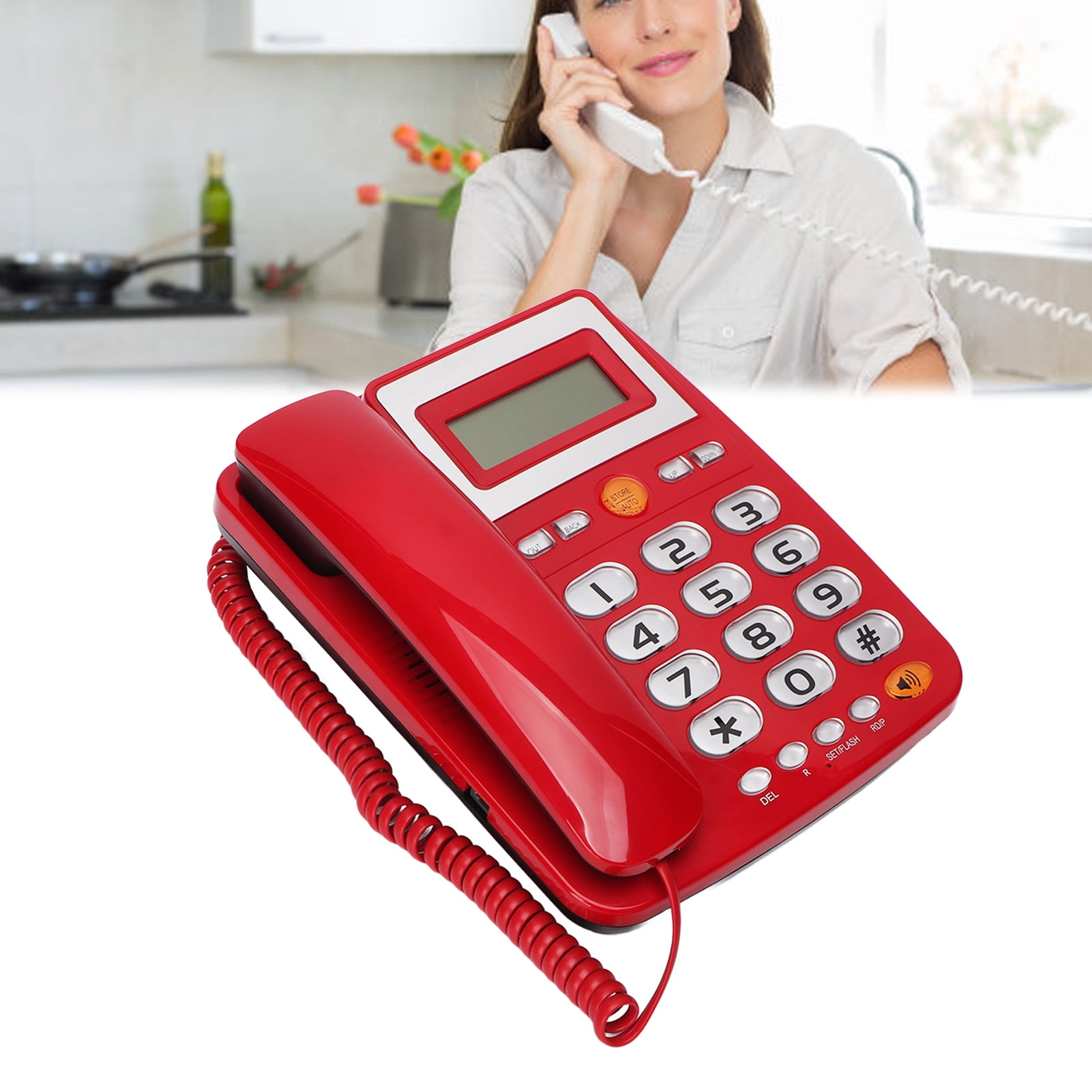 Big Button Corded Phone, Corded Landline Phone Single Button Dialing HD