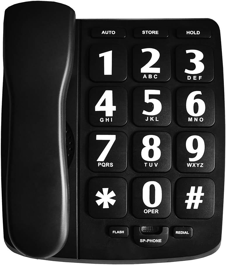 Big Button Phone for Elderly, HePesTer P02 Amplified Corded Phone for