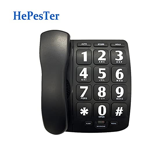 Big Button Phone for Elderly, HePesTer P02 Amplified Corded Phone for