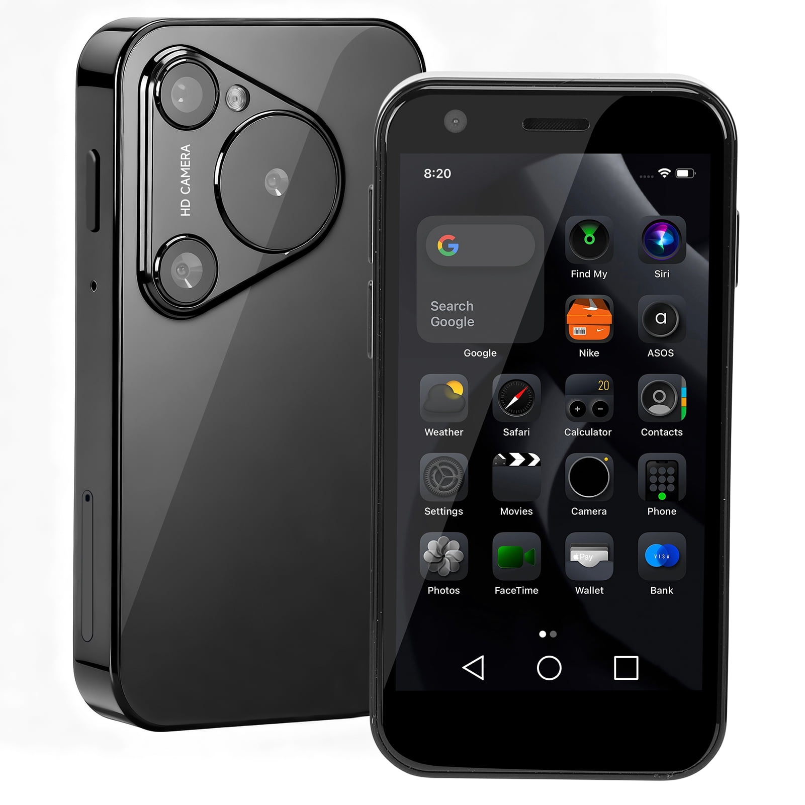 Mini Phone 3.0" HD TouchScreen Mini Smartphone Quad Core 2GB RAM 16GB ROM, 3G Unlocked Android Compact Mobile Phone for Students Pocket Cell Phone Support WiFi Bluetooth MP3 MP4, Black