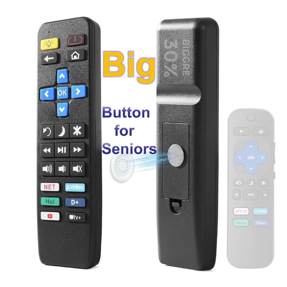 Big Button TV Remote Control Replacement for All Roku TV only Simple and Easy to Use