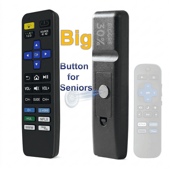 Big Button TV Remote Control Replacement for Samsung TV with LED Flashlight and Magnetic Mount for Seniors Elder Friendly No Programming Needed