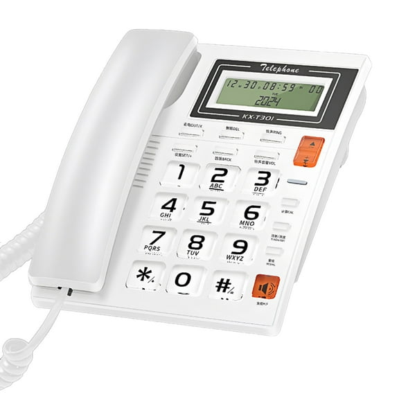 Big Button Telephone for Eldly Crystal Landline Trade Call Desk Display Caller Corded Telephone for Home Office Hotel