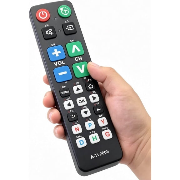 Big Button Universal TV Remote Simple Easy to Use, Great for Seniors, Works with Major TV Brands with Sleep Function