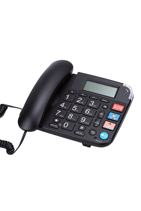 Large Key Wired Telephone, Dual Interface Wired Landline Phones with Caller ID/Hands-Free for Office, Big Button Corded Phones for Seniors, 3 Group One-Touch Dialing, Adjustable Volume & Ringing