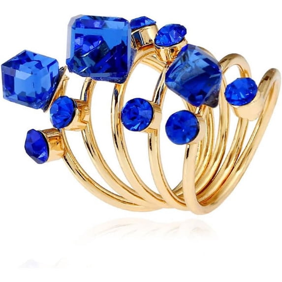 Big CZ Crystal Statement Wedding Ring for Women Birthstone Cubic Zirconia Balls Fashion Spring Gemstone Open Band Wrap Birthday Valentine's Day Cocktail Party Rings Dainty Jewelry Gifts