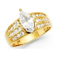 thumbnail image 1 of Big CZ Marquise Engagement Ring 14k Yellow Gold Anniversary Solitaire CZ Wide Band Side Stones Size 9, 1 of 1
