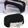 thumbnail image 1 of Big Capacity Pencil Case, 3 Compartments Pencil Pouch with Front Drawstring Bag, Durable Zipper Pencil Bag with Mesh Pocket, Organizers and Storage Solution for Stationery Makeup Cosmetics, Black, 1 of 9