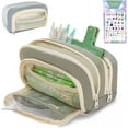thumbnail image 1 of Big Capacity Pencil Case, 3 Compartments Simple Storage Aesthetic Pencil Case, Large Capacity Pencil Pouch Handheld Pen Bag Cosmetic Portable Gift (Green), 1 of 10