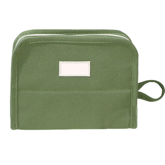 Big Capacity Pencil Case Canvas Large Storage Pouch Pen Holder Simple Stationery Bag - dark green