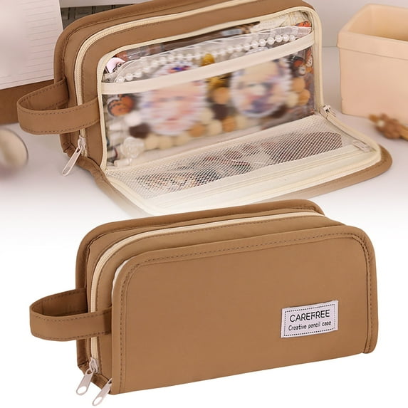 Big Capacity Pencil Case Compartments Large Pencil Pouch Pen Bag Pencil Box Holder Organizer Simple Storage Aesthetic Stationery Cosmetic For Adults Men Women Office Essentials