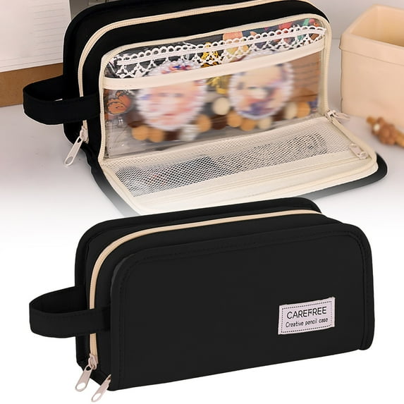 Big Capacity Pencil Case Compartments Large Pencil Pouch Pen Bag Pencil Box Holder Organizer Simple Storage Aesthetic Stationery Cosmetic For Adults Men Women Office Essentials