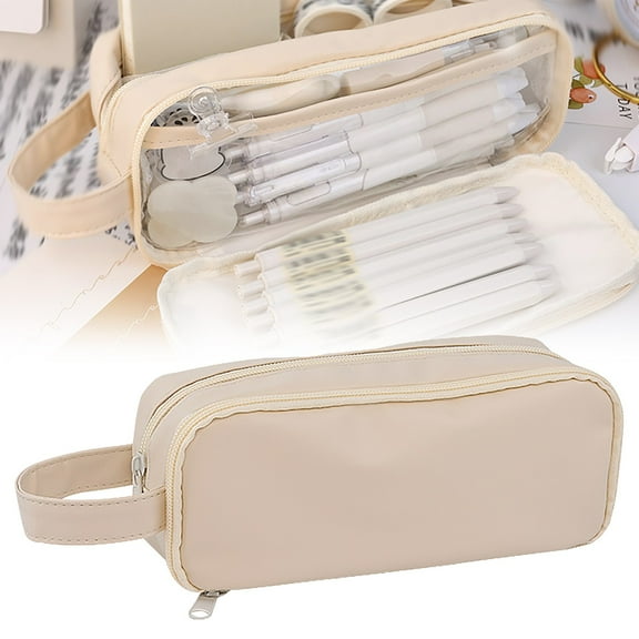 Big Capacity Pencil Case Compartments Large Pencil Pouch Pen Bag Pencil Box Holder Organizer Simple Storage Aesthetic Stationery Cosmetic For Adults Men Women Office Essentials